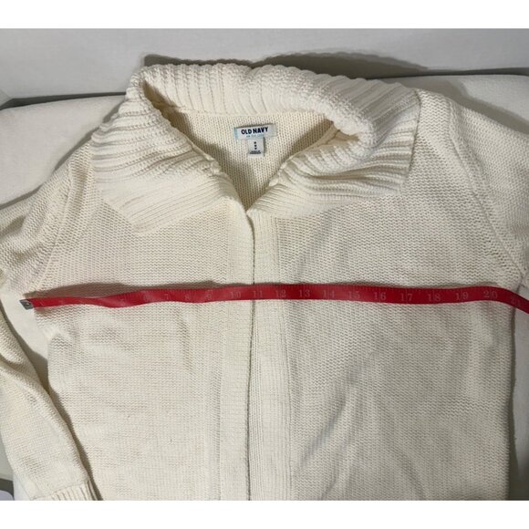 OLD NAVY Womens M Chunky Knit Shawl Collar Cardigan Sweater Sea Salt Cotton - Picture 5 of 10